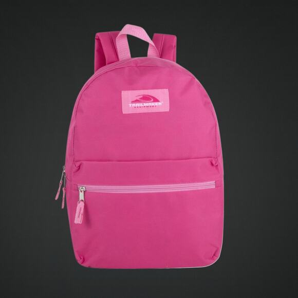 Pink Trailmaker 17" Zippered Backpack With Adjustable Padded Straps - Picture 2 of 5